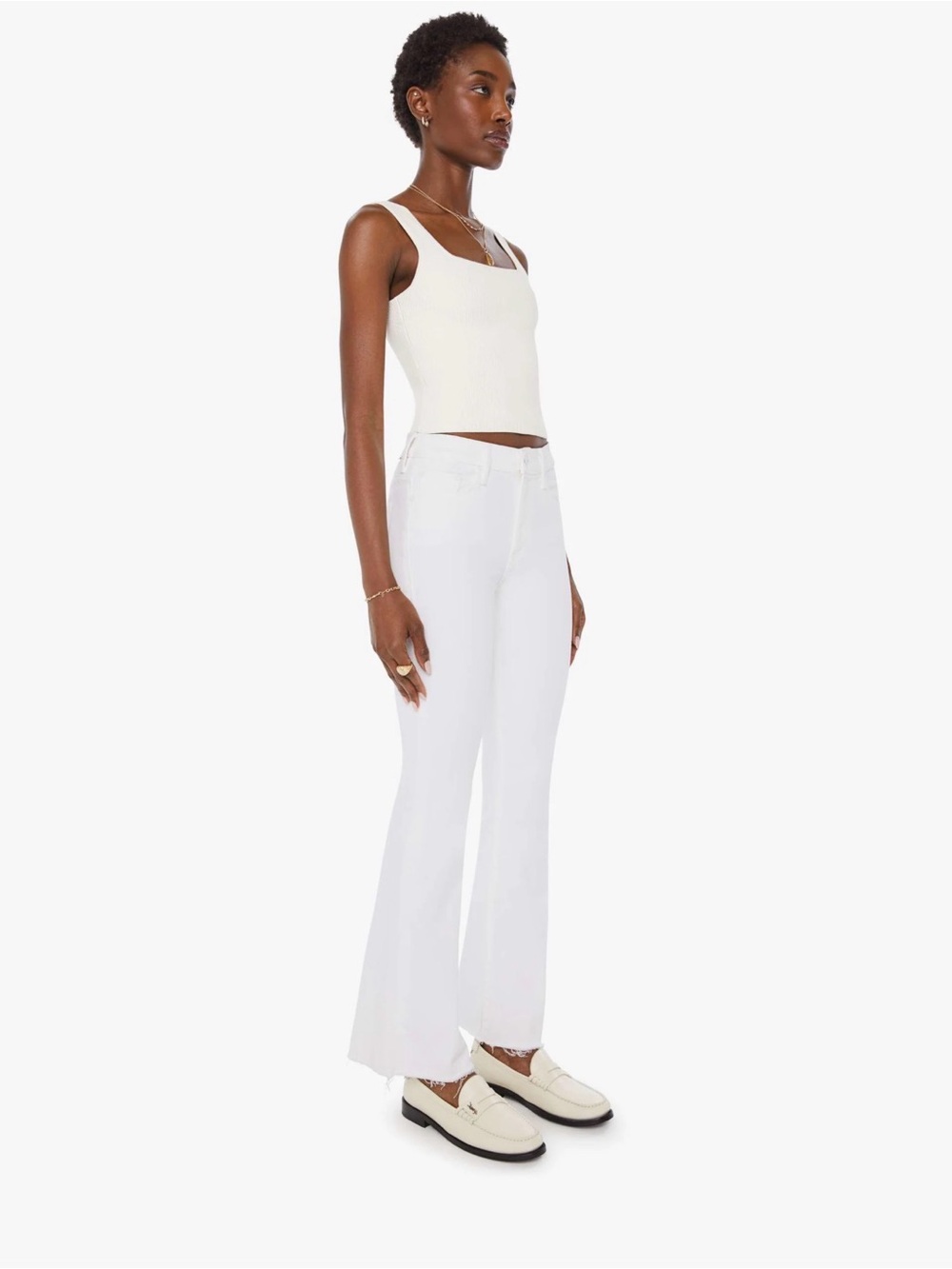 Mother The Weekender Fray white jeans size 31